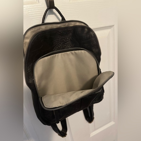 Black Embossed Leather Backpack - Picture 9 of 9